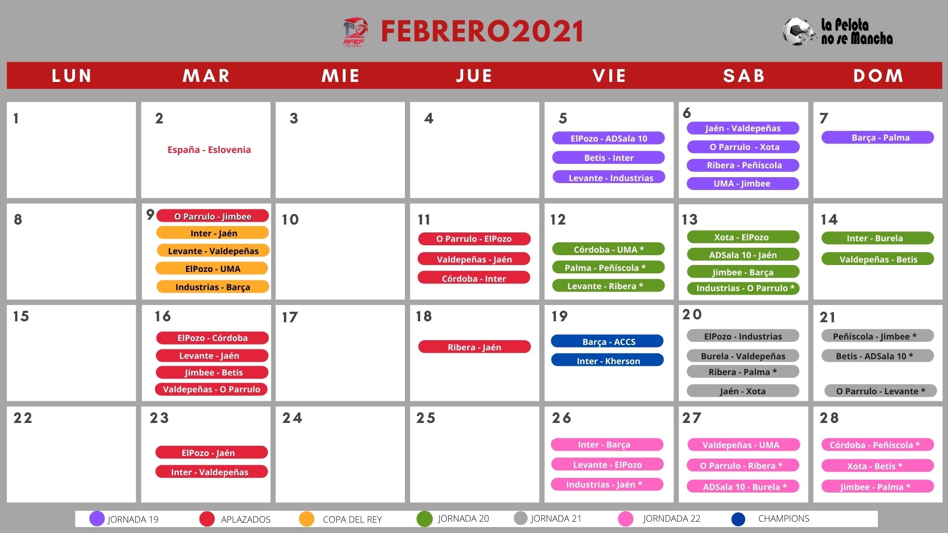 Febrero llega cargado de fútbol sala